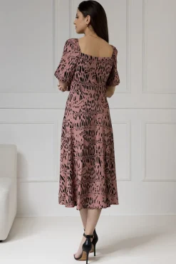 WUALAA Women - Sukienka midi CHLOE Safari Dusty Pink
