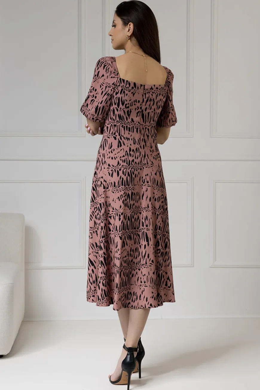 WUALAA Women - Sukienka midi CHLOE Safari Dusty Pink