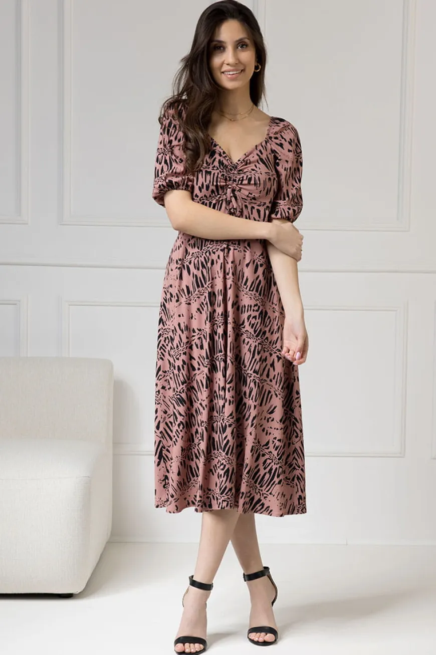 WUALAA Women - Sukienka midi CHLOE Safari Dusty Pink