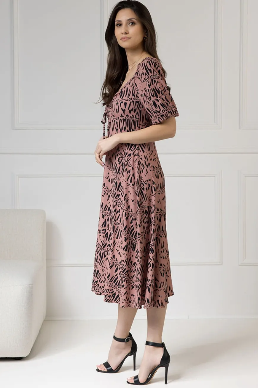 WUALAA Women - Sukienka midi CHLOE Safari Dusty Pink