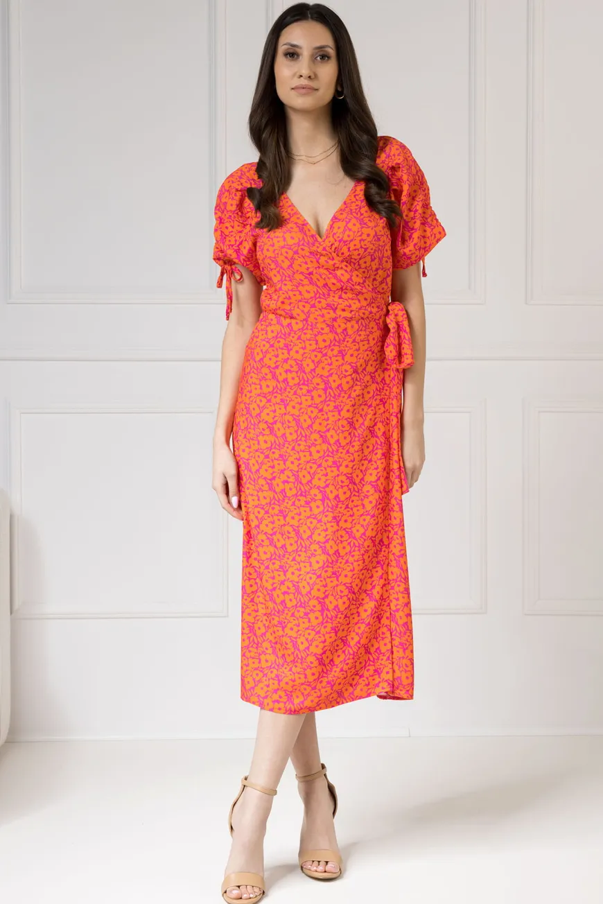 WUALAA Women - Sukienka midi KELLY Neon Flowers