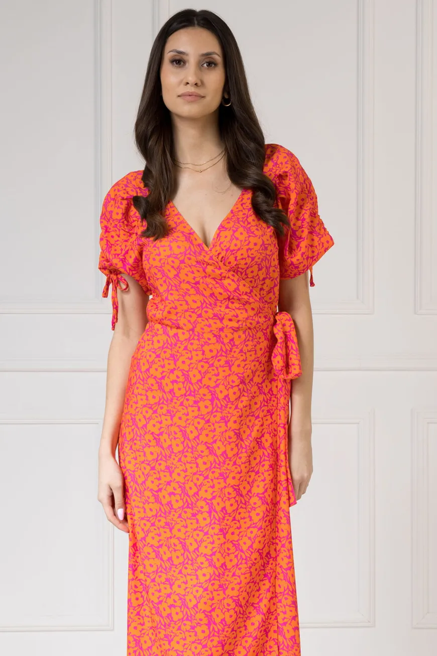 WUALAA Women - Sukienka midi KELLY Neon Flowers