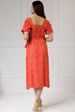 WUALAA Women - Sukienka midi KELLY Neon Flowers