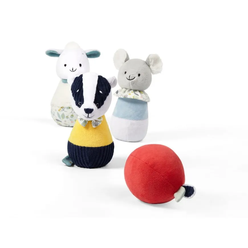 Zabawka edukacyjna - pluszowe kręgle BADGER EDMUND FRIENDS | Babyono