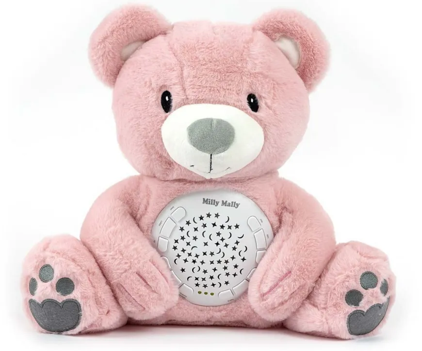 Zabawka pluszowa z projektorem Milly Bear Pink - Milly Mally