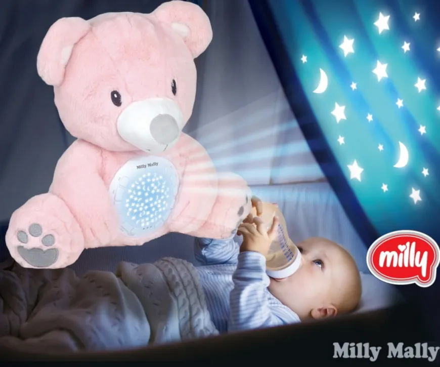 Zabawka pluszowa z projektorem Milly Bear Pink - Milly Mally