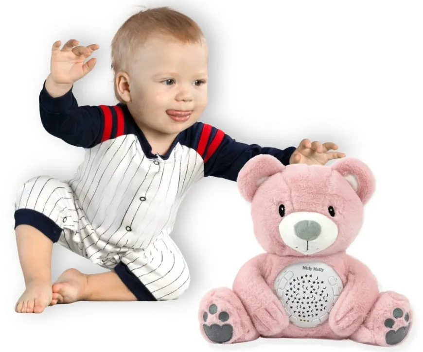 Zabawka pluszowa z projektorem Milly Bear Pink - Milly Mally