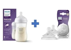 Zestaw Butelka responsywna natural 260ml Avent + smoczek responsywny 3m+ (2szt)