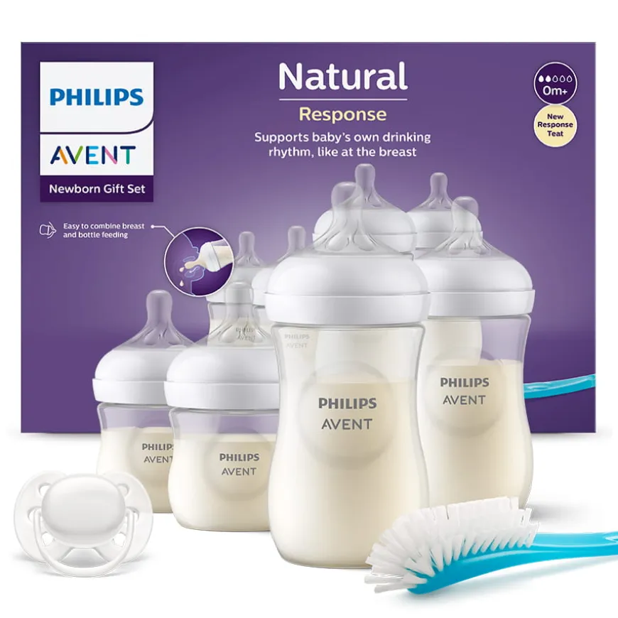 Zestaw startowy 4szt butelek Responsywnych Natural + szczotka i smoczek 0-6m | Avent