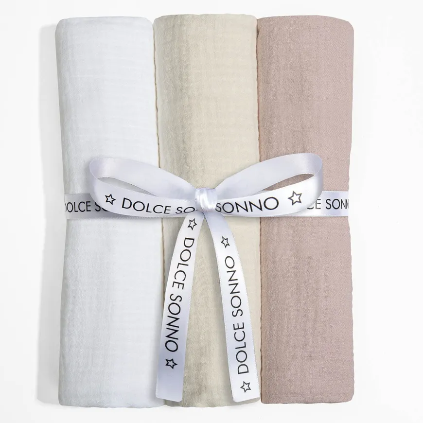 Zestaw 3szt Pieluszek Muślinowych 60 x 70 cm 100% Bawełna Oeko-Tex | Zestaw 5 - Dolce Sonno